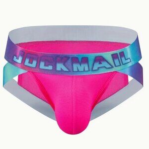 Jockmail Men's Underwear U-convex Pouch Bag Briefs Mesh L Rose Red